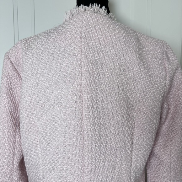 Venus Women's Tweed Fringe Coat‎ Jacket Pale Pink Size 4 Open Front Lined Blazer - Picture 7 of 15